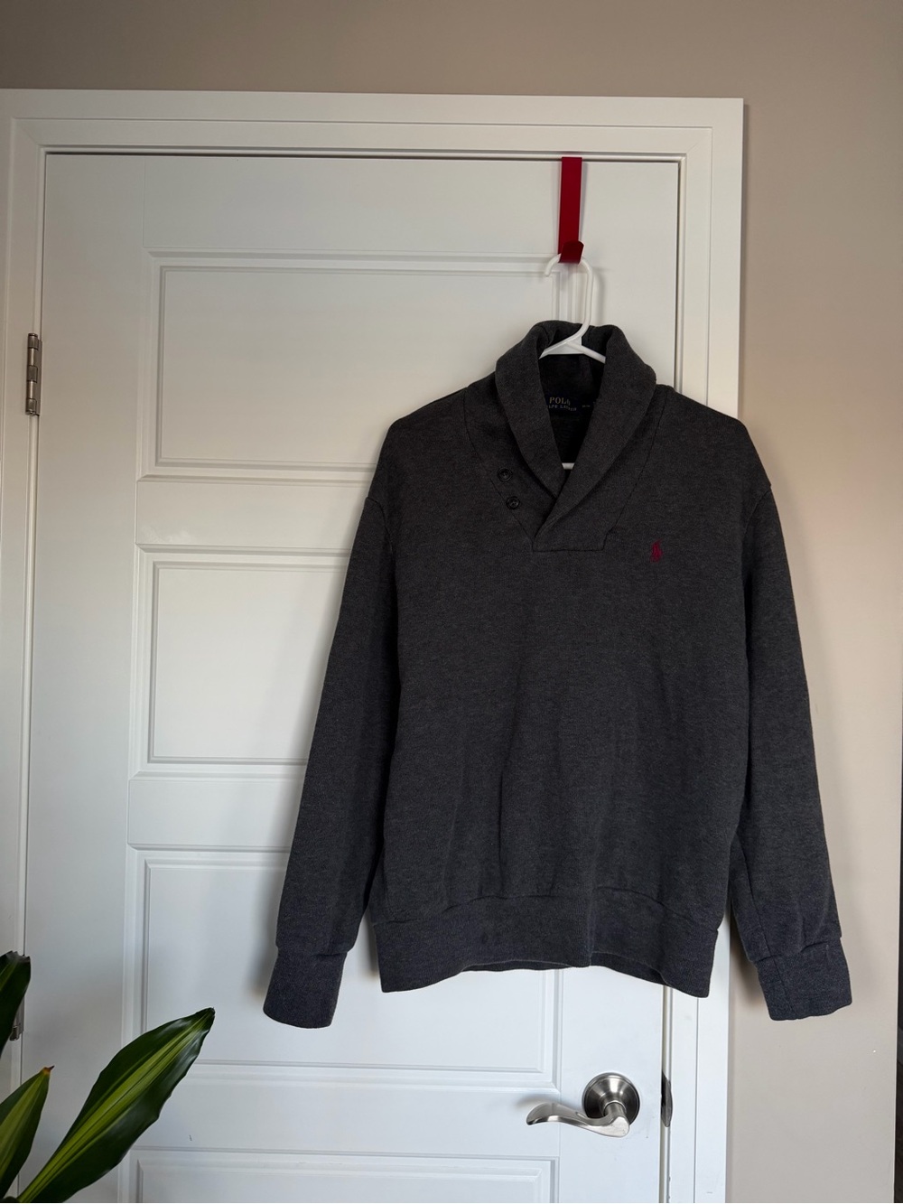 Ralph Lauren Men's Charcoal Shawl Turtleneck Sweater